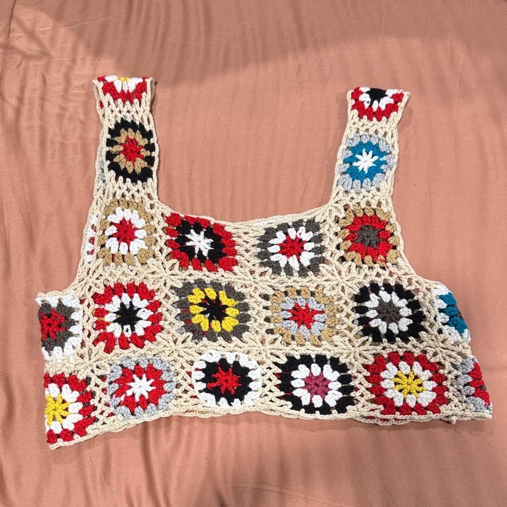 Colorful Crochet Patterned Crop Top
